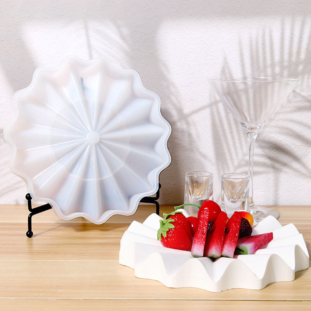 Serving Tray Mold - Premium Esnek Silikon Dalgalı Drenaj Tepsisi