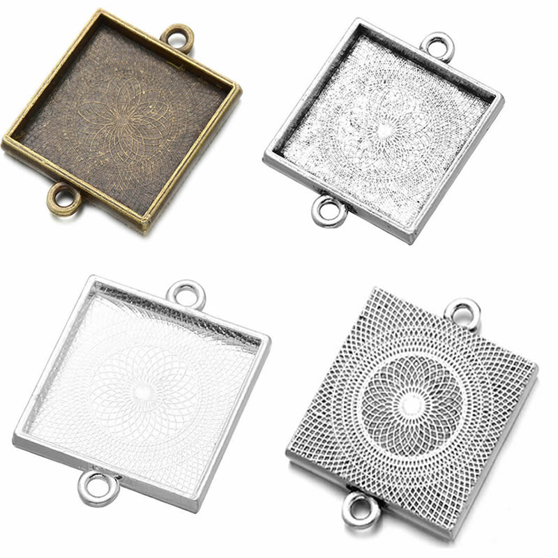 Bezels Set Pendant - Onebeading Fit 25x25mm Kare Cabochons Cameos
