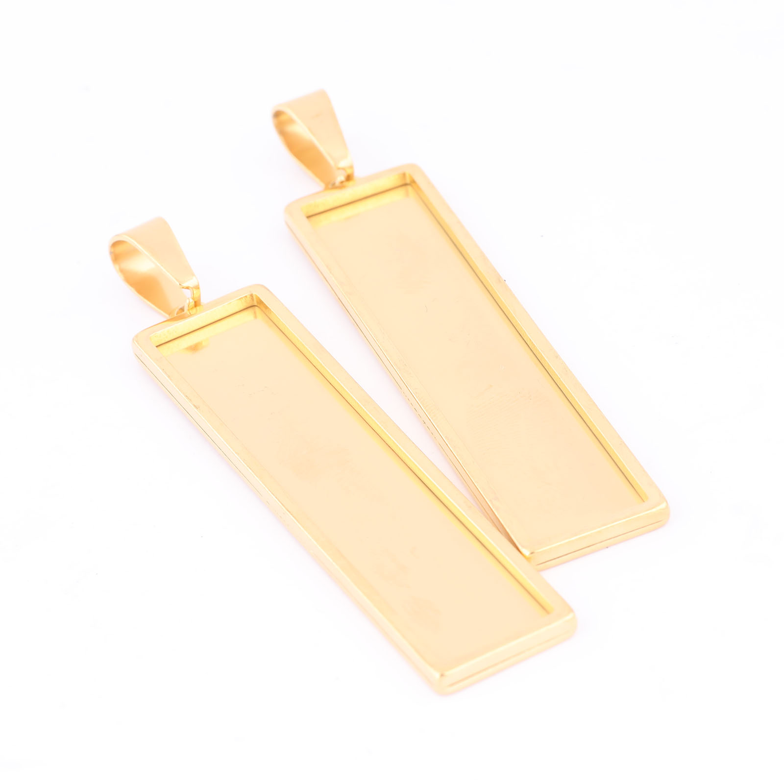 Bezels Set Pendant - 5 adet Paslanmaz Çelik Altın Kaplama
