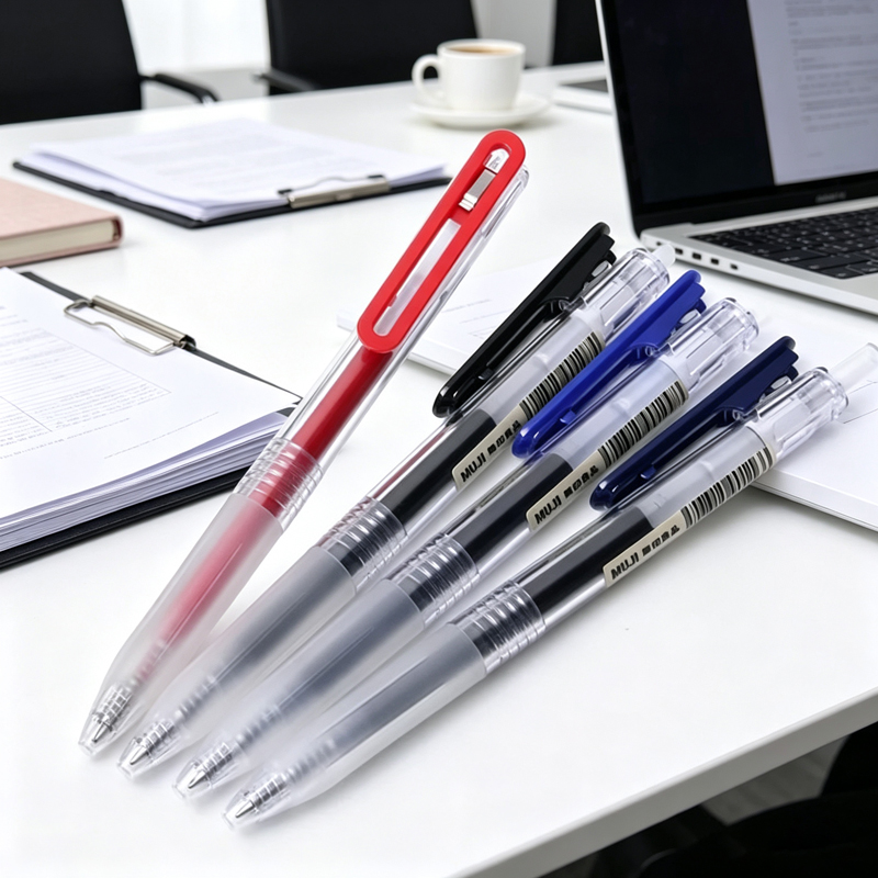 Muji Stationery Gel Pen - 0.5mm Çekilebilir MUJI Jel Kalemler, Siyah/Mavi/Kırmızı/Koyu