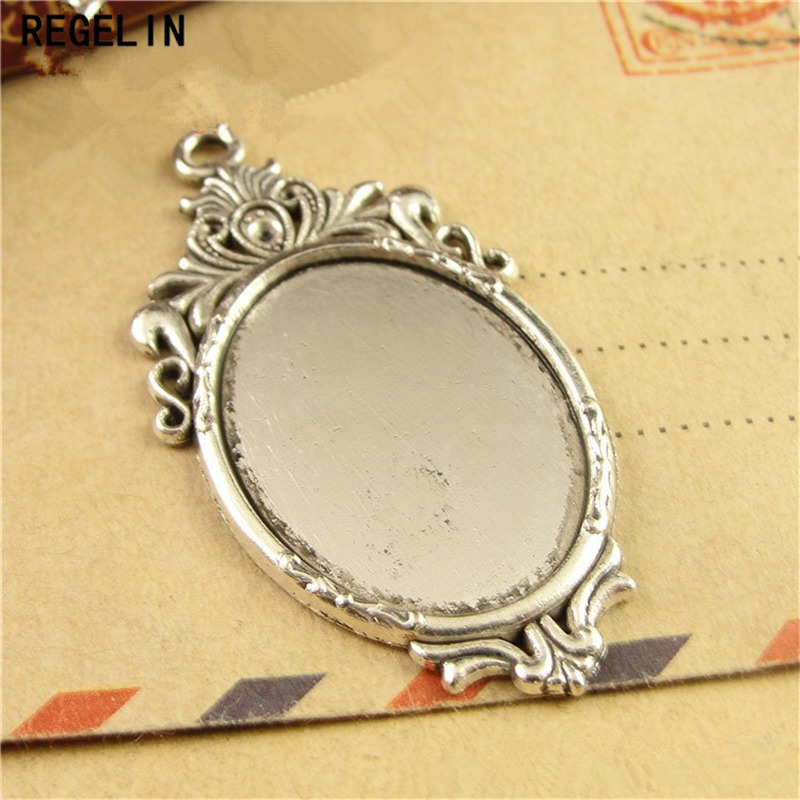 Bezels Set Pendant - REGELIN Antik Bronz Kolye Ayarları Cabochons
